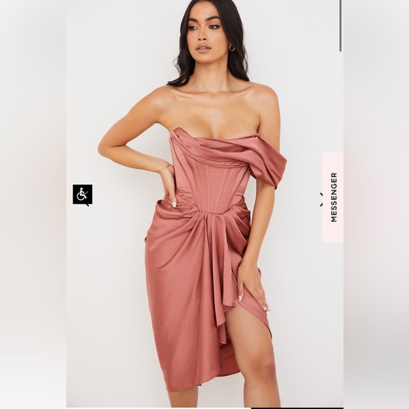 House of CB Dresses House Of Cb Janis Satin One Shoulder Draped